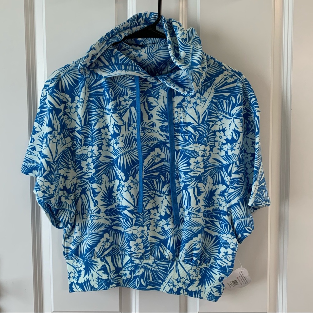 Ivory Ella tropical print 3/4 sleeve hoodie